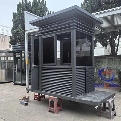 Aesthetic Steel Security Kiosk Weatherproof Prefabricated Guard Shack Portable Sentry Box for Hospital Parking Entrance