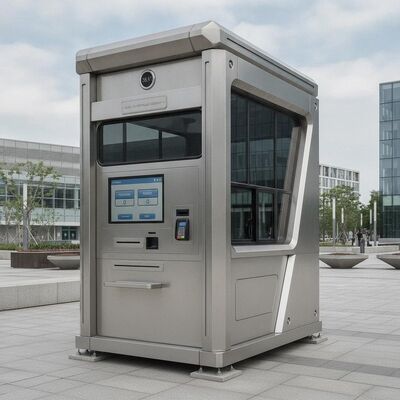 30 to 60 degrees Celsius Earthquake Proof Grade 8.3 Single Room Stainless Steel Ticket Kiosk Booth Outdoor Ticket Dispensing Station