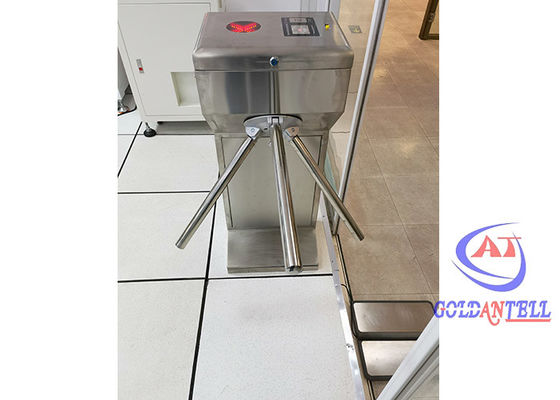 Electric Automatic Vertical Tripod Turnstile Gate With Card Reader ESD Foot Checker