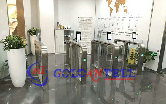 OEM Logo Sliding Turnstile / QR Code Nfc Gym Door / Security Swing Barrier Gate for Public Lobby